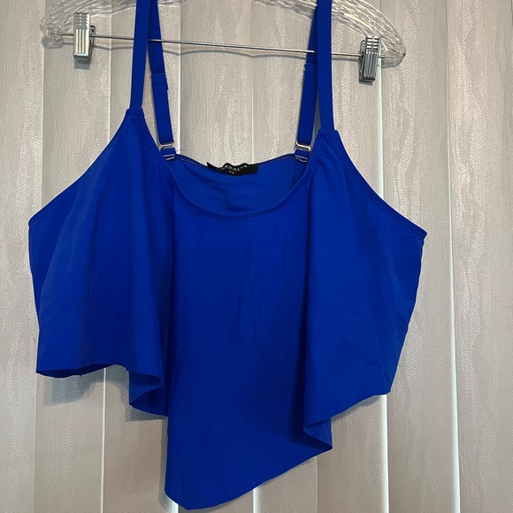 Rebdolls Vibrant Blue “prism” ruffle swim top - Picture 2 of 8